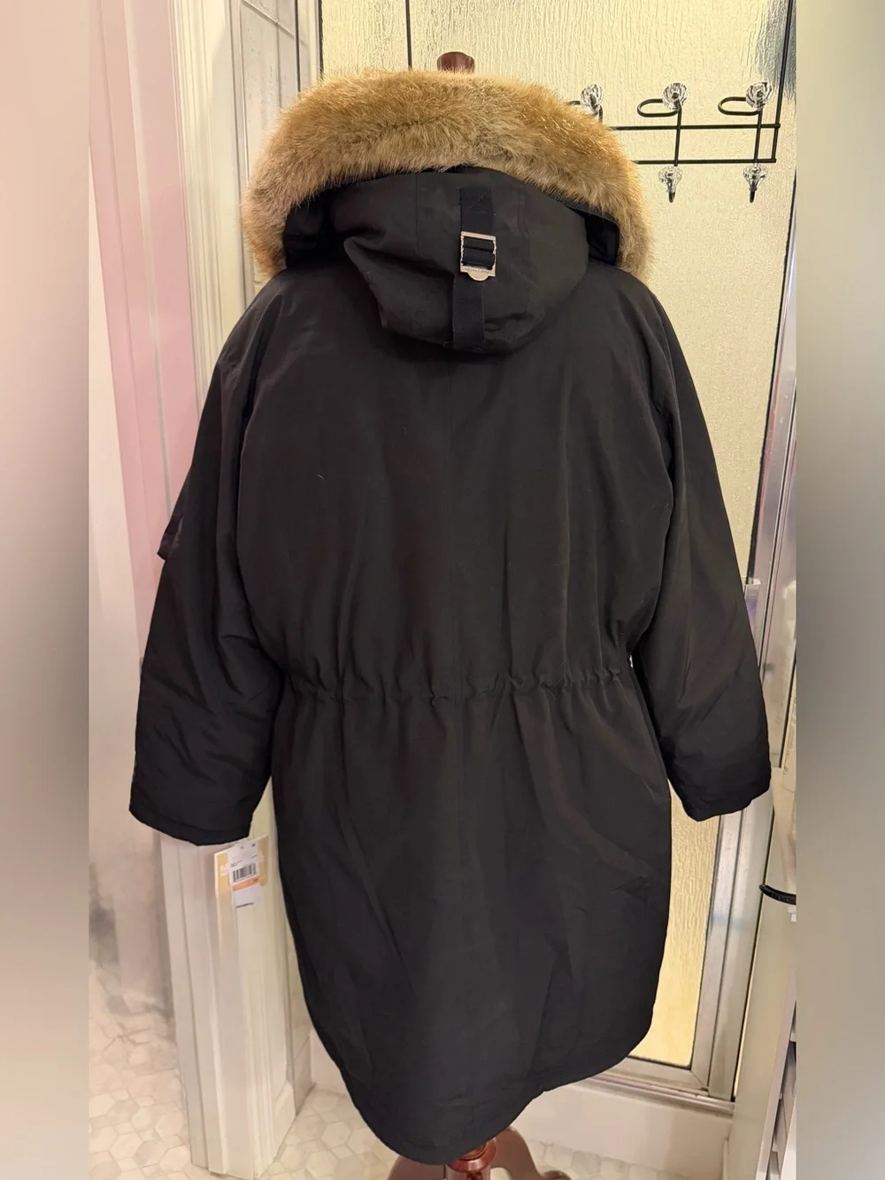 Michael Kors Black Women's Parka Coat w/Faux Fur Hood 2X $230 BNWT